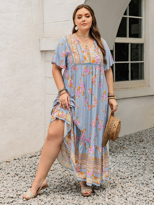 plus-size-printed-tie-neck-flutter-sleeve-maxi-dress-2 OhSoStyled - Sophia's Style-2
